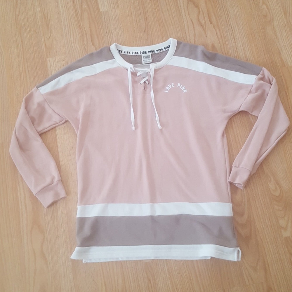 PINK Color Block Laced Up Sweater - Picture 1 of 6